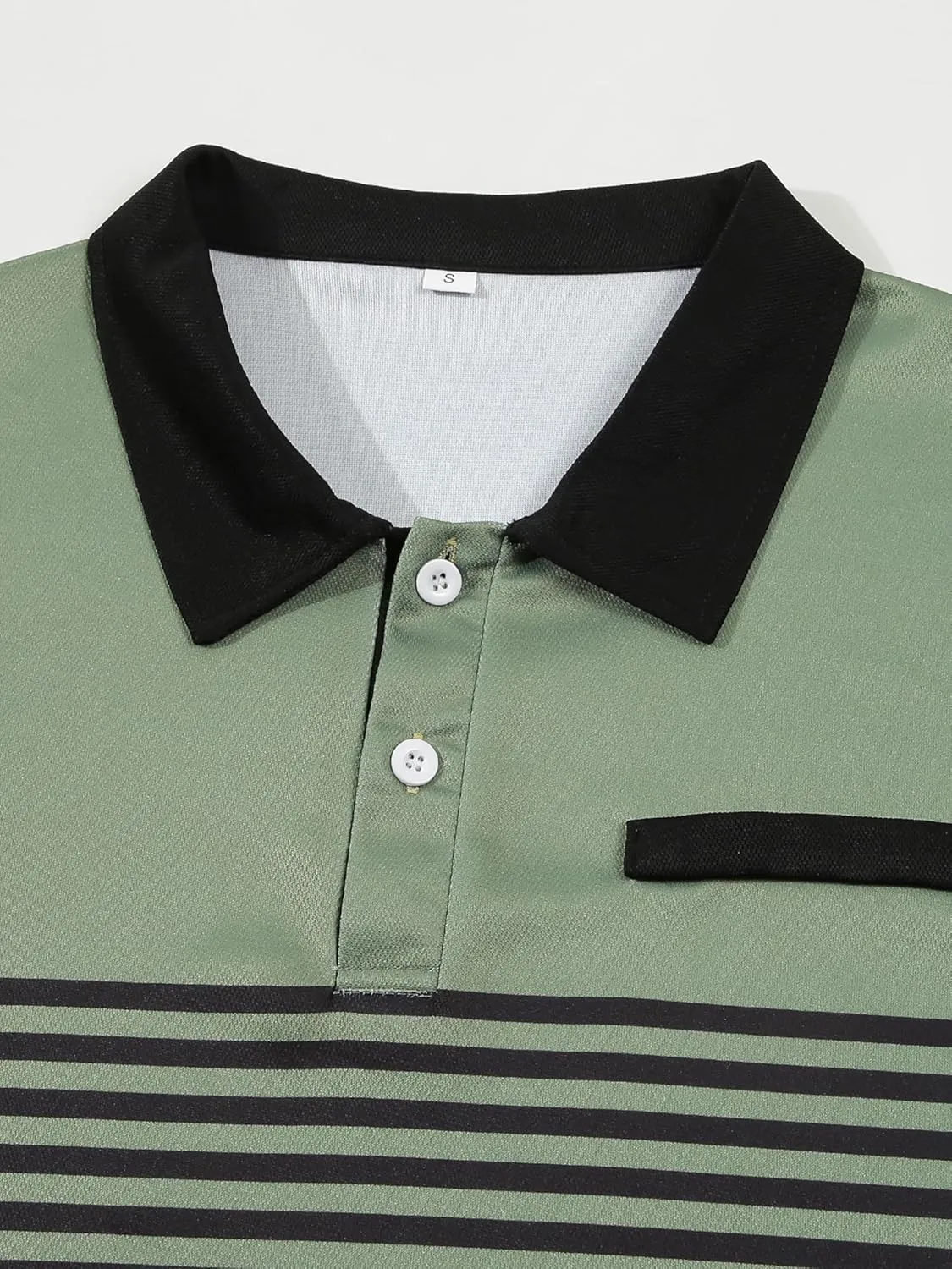Mens Fashion Color Block Polo Shirts Casual Short Sleeve T Shirt Striped Moisture Wicking Golf Shirts Tops