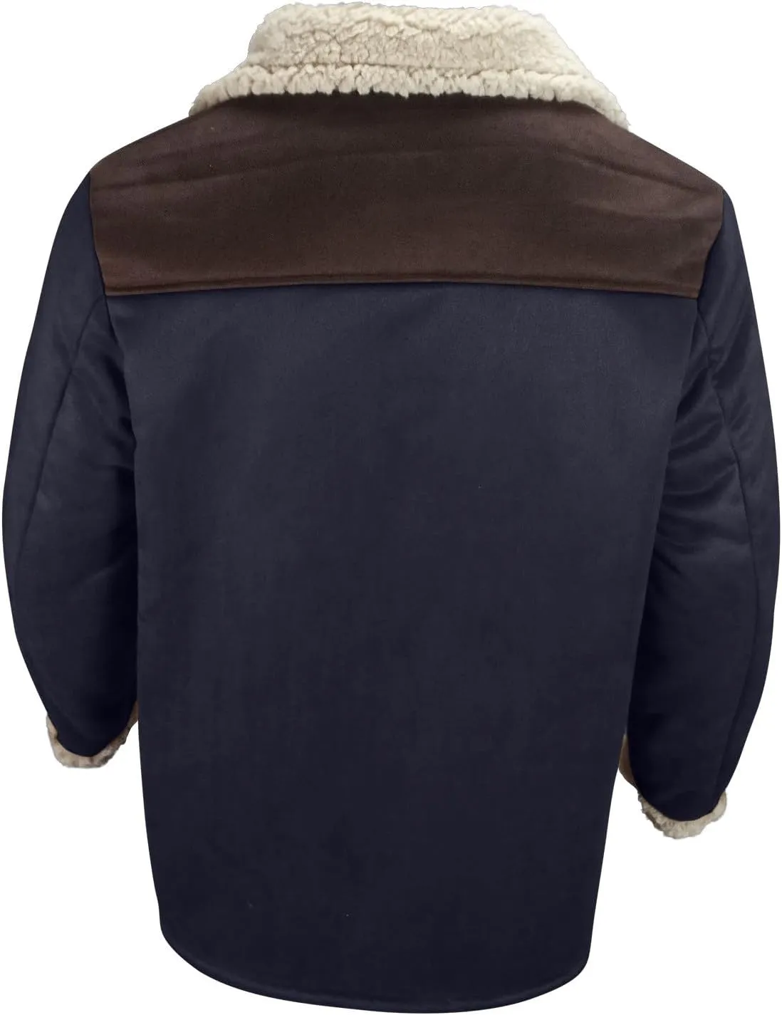 Mens Faux Suede Leather Jackets Sherpa Fleece Lined Trucker Jacket Notch Lapel Button Down Winter Sport Coat