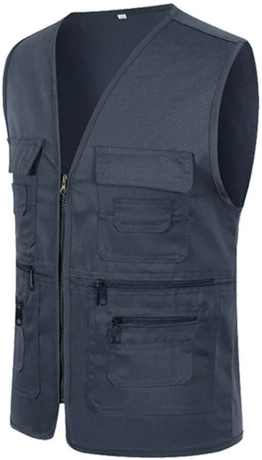 Men's Fishing Vest Utility Safari Travel Vest with Pocket Outdoor Work Photo Cargo Fly Summer Lightweight Jacket