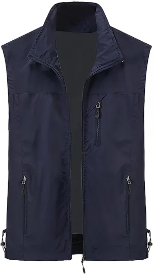Men's Fishing Vest Utility Safari Travel Vest with Pocket Outdoor Work Photo Cargo Fly Summer Lightweight Jacket