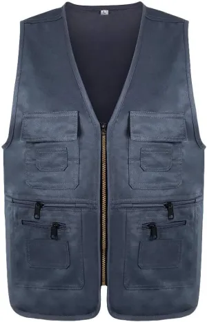 Men's Fishing Vest Utility Safari Travel Vest with Pocket Outdoor Work Photo Cargo Fly Summer Lightweight Jacket
