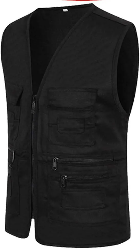 Men's Fishing Vest Utility Safari Travel Vest with Pocket Outdoor Work Photo Cargo Fly Summer Lightweight Jacket