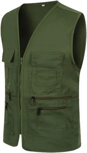 Men's Fishing Vest Utility Safari Travel Vest with Pocket Outdoor Work Photo Cargo Fly Summer Lightweight Jacket