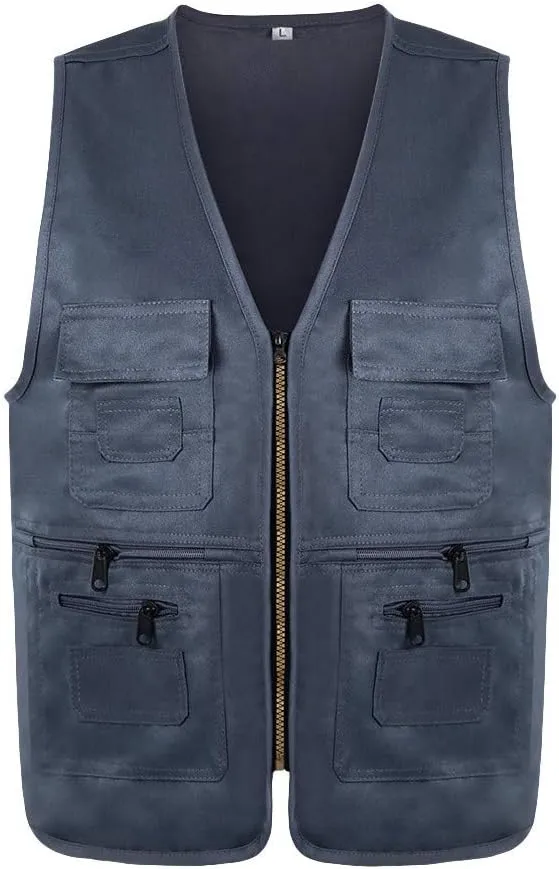 Men's Fishing Vest Utility Safari Travel Vest with Pocket Outdoor Work Photo Cargo Fly Summer Lightweight Jacket