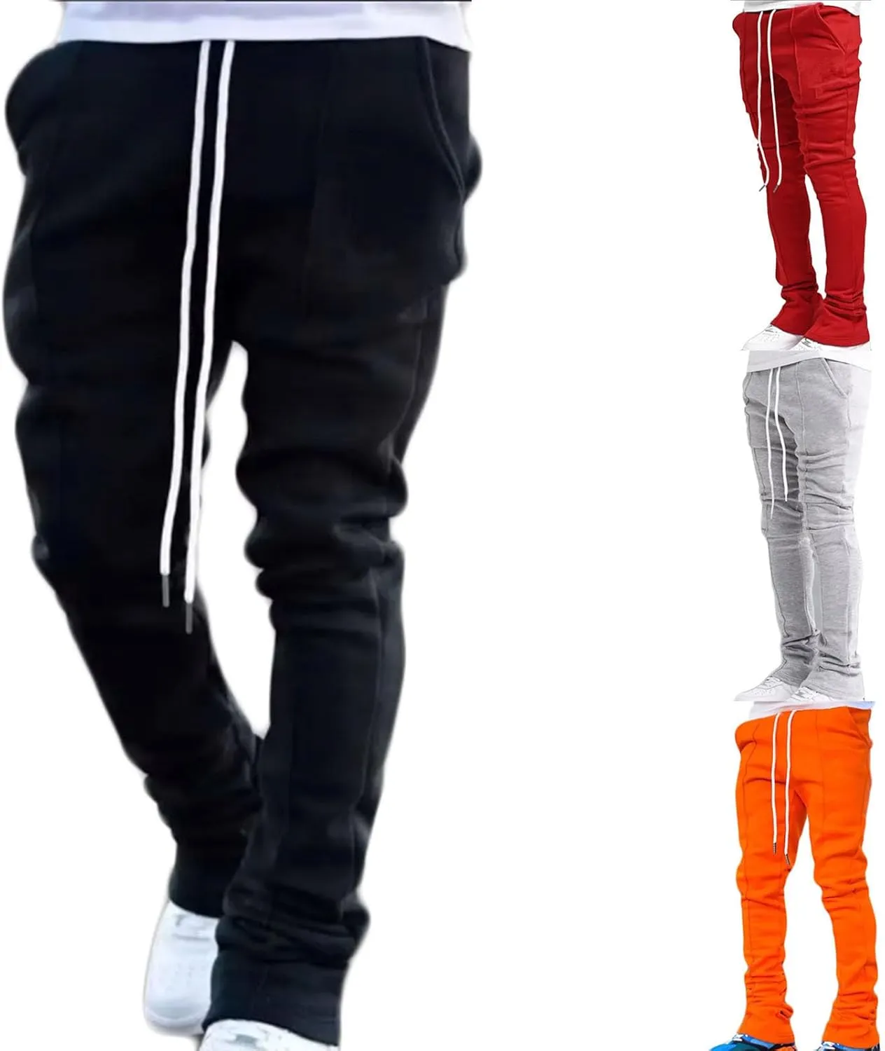 Mens Flared Pants Casual Sweatpants Slim Fit Bell-Bottomed Trousers Lightweight Breathable Tracksuit Bottoms Solid Pant