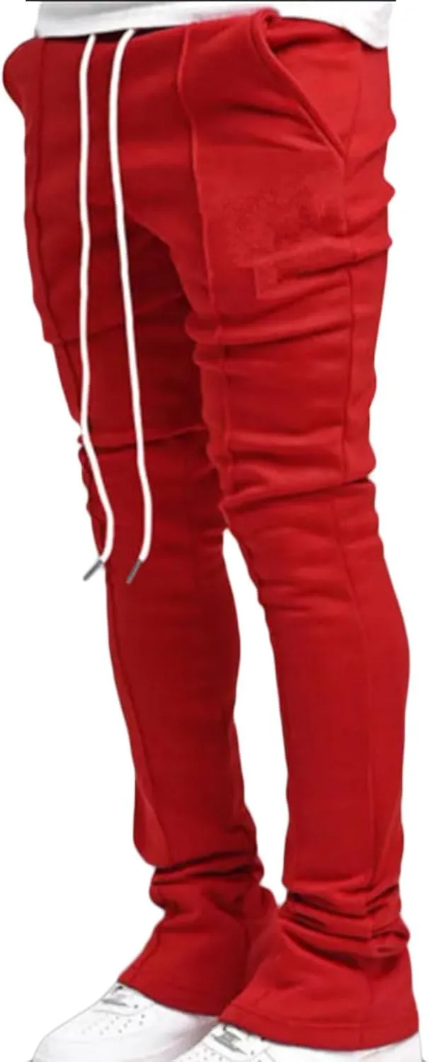 Mens Flared Pants Casual Sweatpants Slim Fit Bell-Bottomed Trousers Lightweight Breathable Tracksuit Bottoms Solid Pant