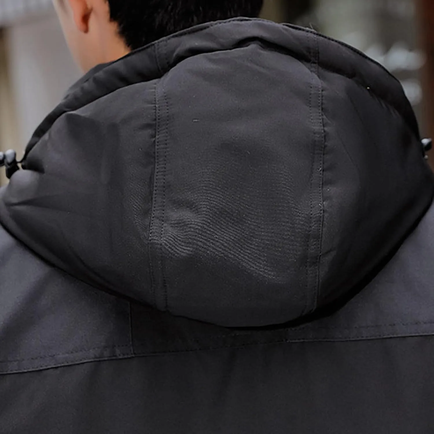 Mens Hooded Outdoor Jacket High Collar Two Color Splicin Cotton Padded Coat Detachable Hat Long Sleeve Jacket