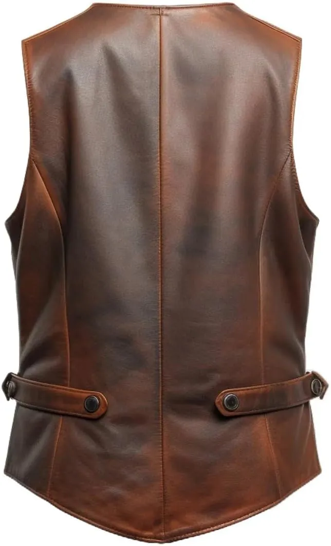 Mens Leather Vintage Vests, Club Leather Vest for Mens, Cowboy Leather Vests Western style