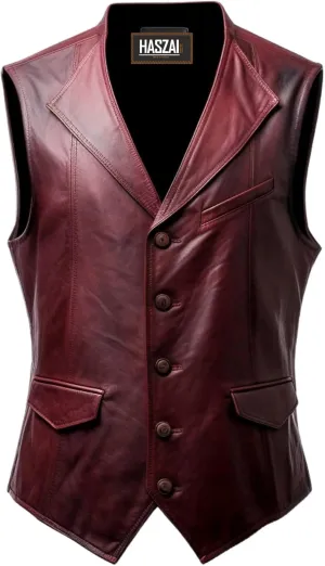 Mens Leather Vintage Vests, Club Leather Vest for Mens, Cowboy Leather Vests Western style