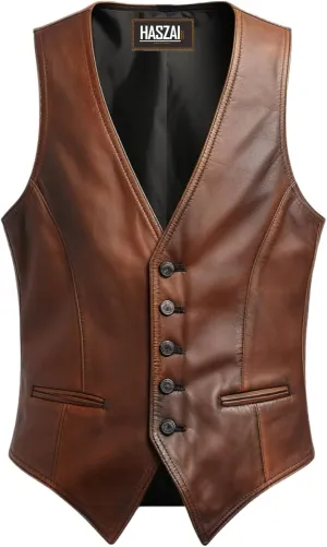 Mens Leather Vintage Vests, Club Leather Vest for Mens, Cowboy Leather Vests Western style