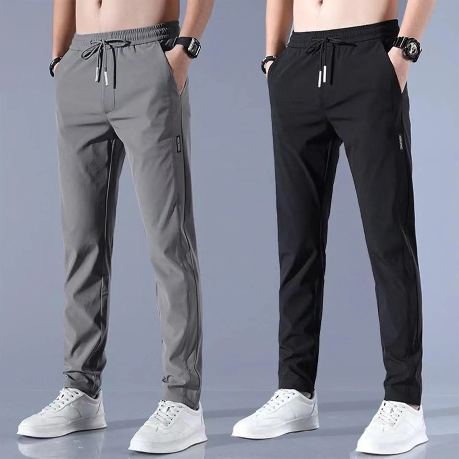 Men's Lightweight Jogging Pant Lounge Work Joggers Comfort Fit Sport Casual Sweatpants Elastic Waist Pants