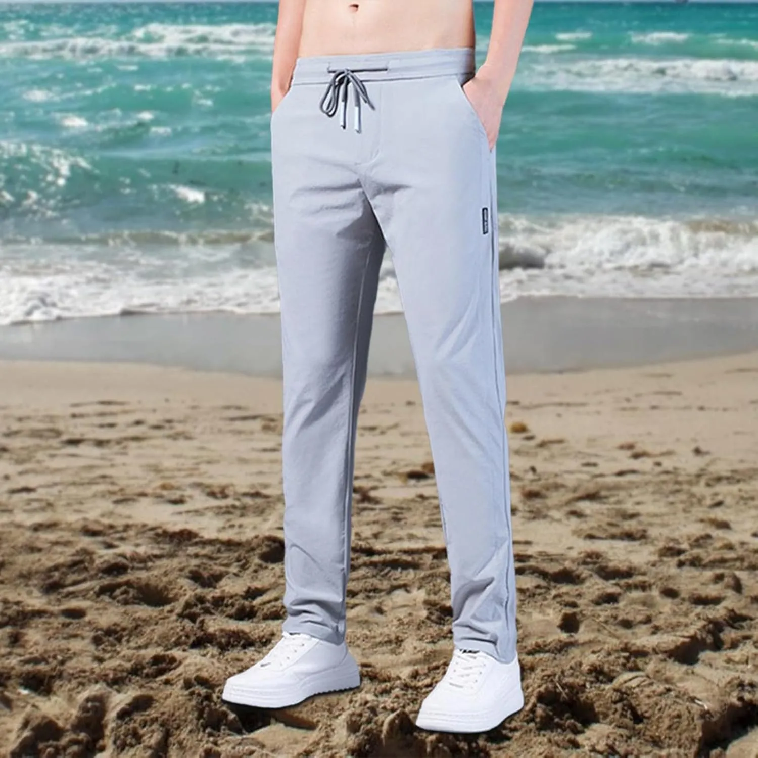 Men's Lightweight Jogging Pant Lounge Work Joggers Comfort Fit Sport Casual Sweatpants Elastic Waist Pants