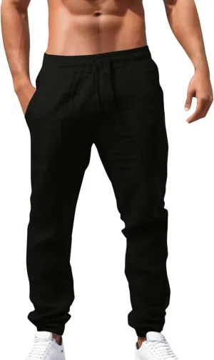 Men's Lightweight Jogging Pant Lounge Work Joggers Relaxed Fit Sports Casual Sweatpant Cuffed Sweat Pants