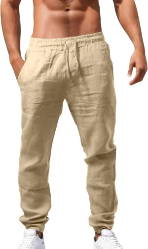 Men's Lightweight Jogging Pant Lounge Work Joggers Relaxed Fit Sports Casual Sweatpant Cuffed Sweat Pants