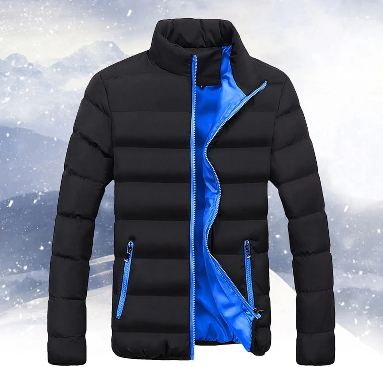 Men's Lightweight Puffer Jacket Packable Down Coat Stand Collar Quilted Jacket Slim Fit Insulated Jacket Winter Outwear