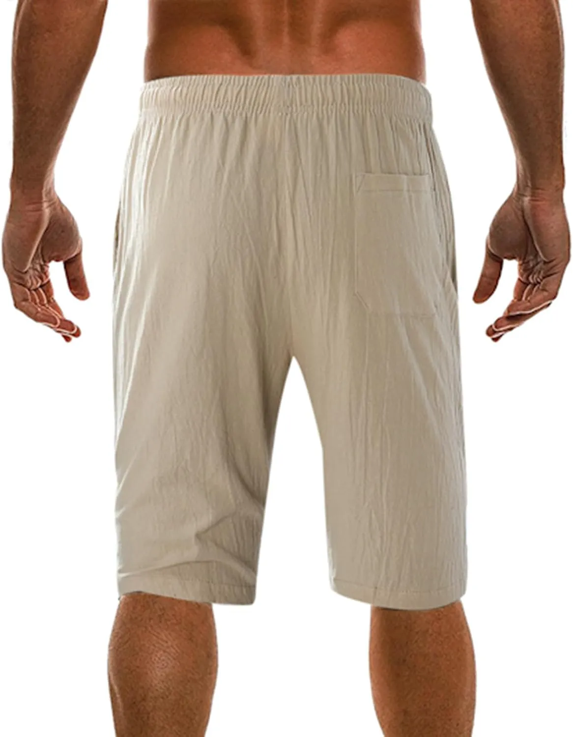 Mens Linen Shorts 2024 Summer Beach Shorts Lightweight Drawstring Flat Front Shorts Casual Athletic Elastic Waist Shorts