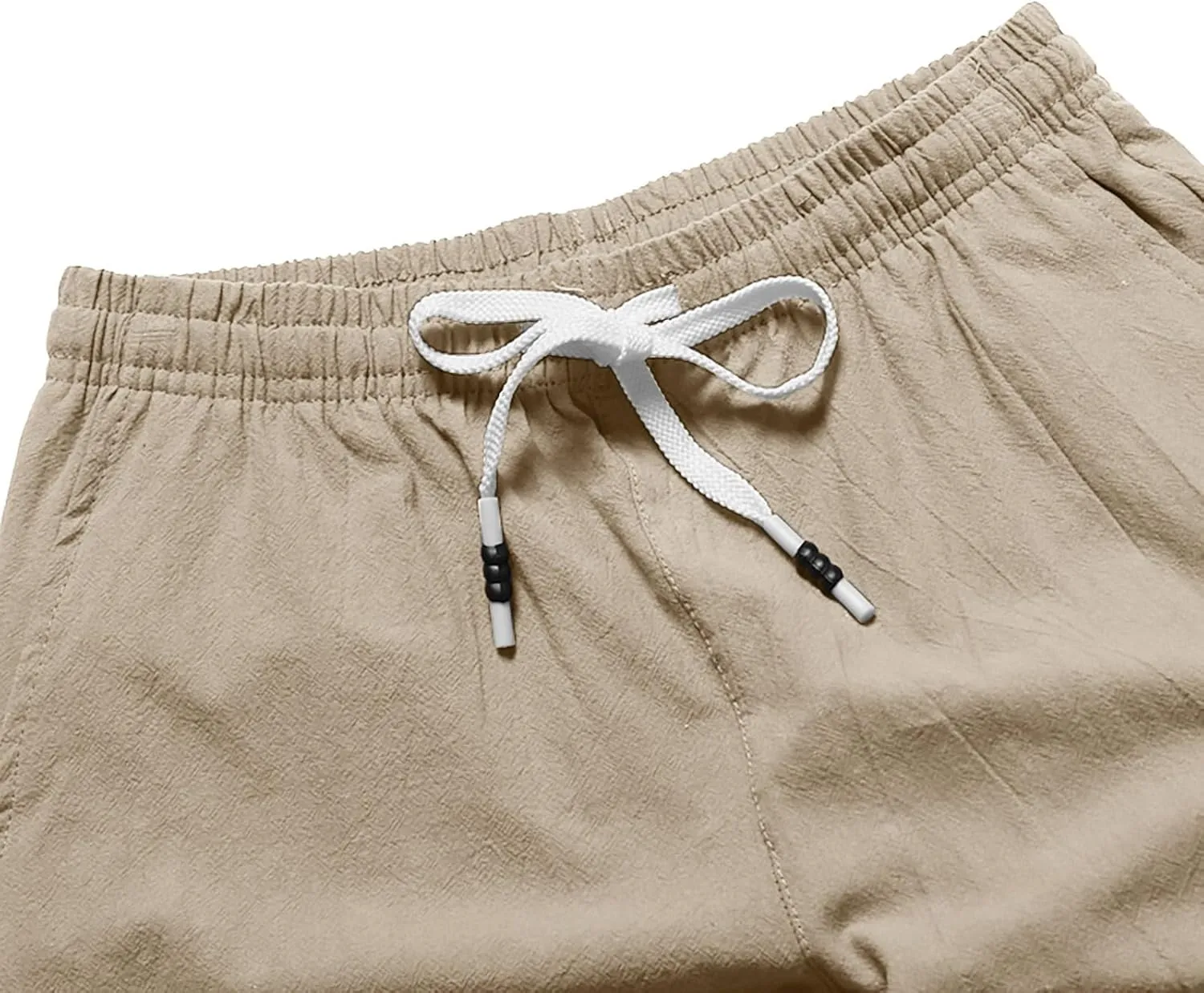 Mens Linen Shorts 2024 Summer Beach Shorts Lightweight Drawstring Flat Front Shorts Casual Athletic Elastic Waist Shorts