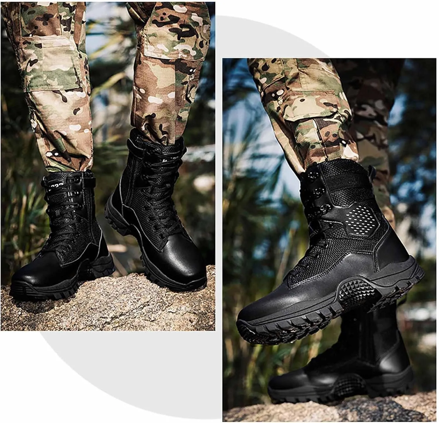 Men's Military Combat Boots, Water Resistant Lightweight Hiking Boots Military Tactical Boots Durable Combat Boots Outdoor Breathable Work Boots