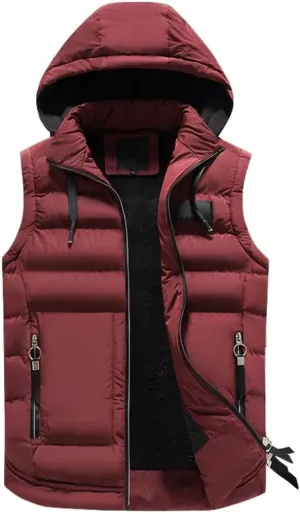 Mens Outdoors Vests Vest Cotton-Padded Vest Warm Hooded Waistcoat Coats Vests