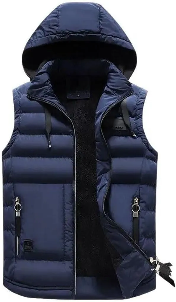 Mens Outdoors Vests Vest Cotton-Padded Vest Warm Hooded Waistcoat Coats Vests