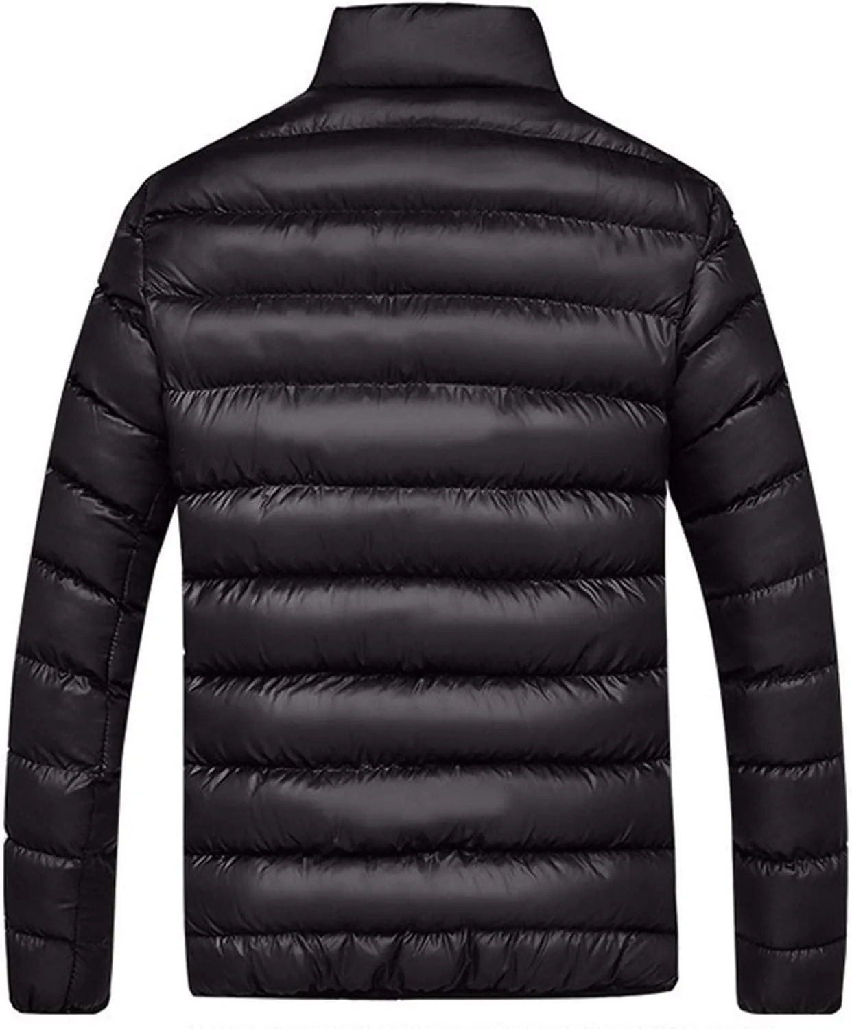 Mens Quilted Puffer Down Jackets Winter Packable Jacket Cotton Padded Full Zip Thick Coats Casual Warm Tops