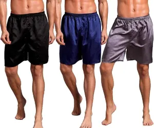 Mens Satin Boxer Shorts Pajamas Shorts Sleepwear Boxers Underwear Beach Shorts