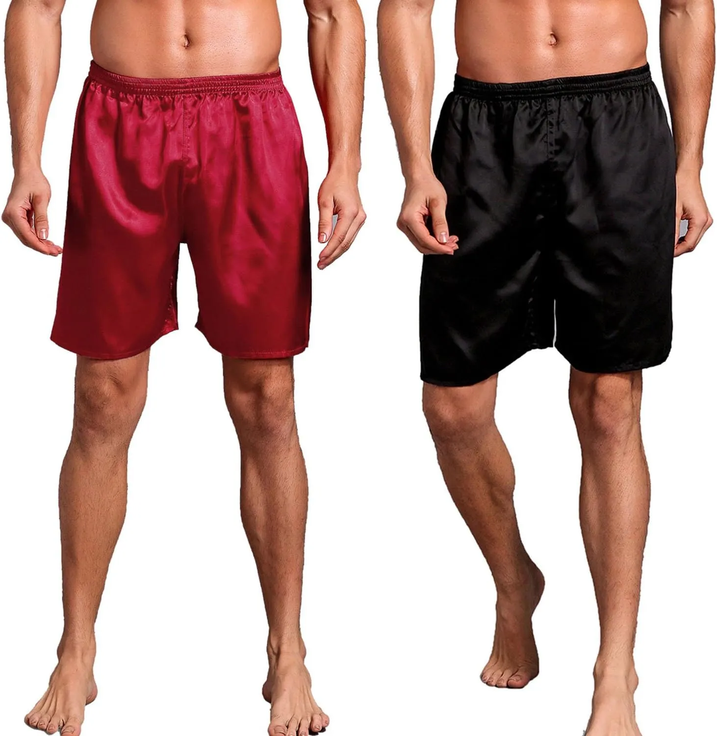Mens Satin Boxer Shorts Pajamas Shorts Sleepwear Boxers Underwear Beach Shorts