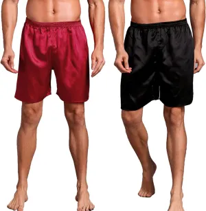Mens Satin Boxer Shorts Pajamas Shorts Sleepwear Boxers Underwear Beach Shorts