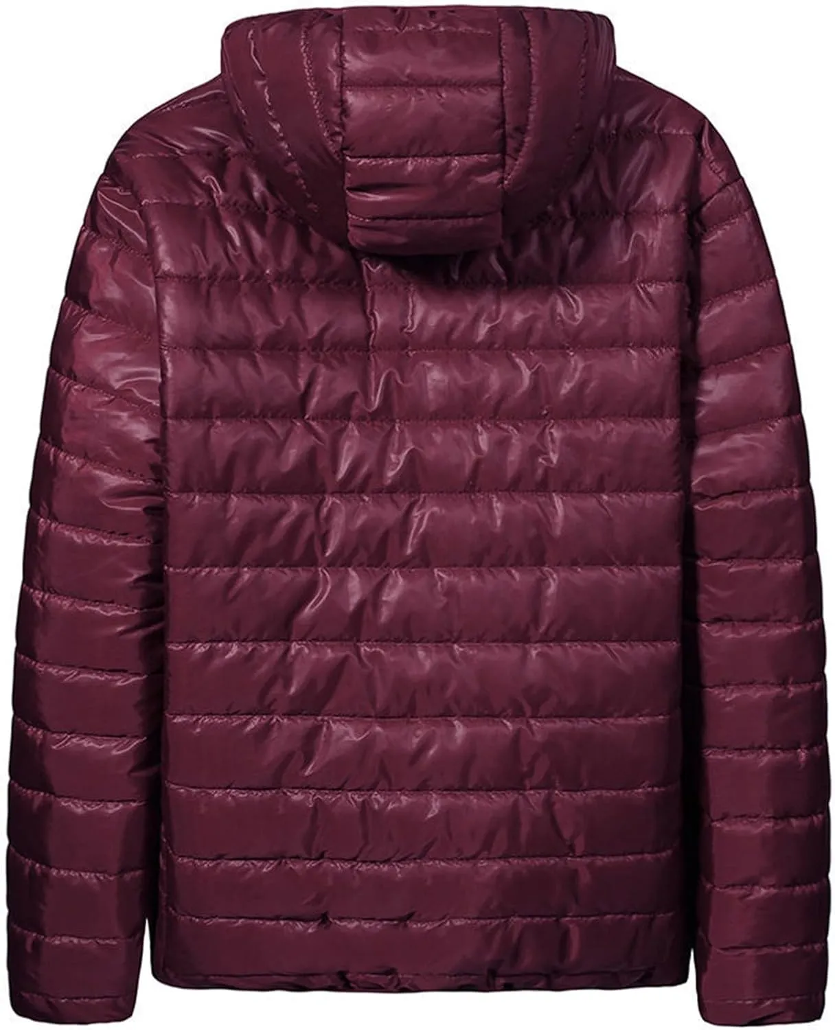 Men's Shiny Puffer Jacket Winter Warm Down Coats Packable Hooded Waterproof Outerwear with Pockets