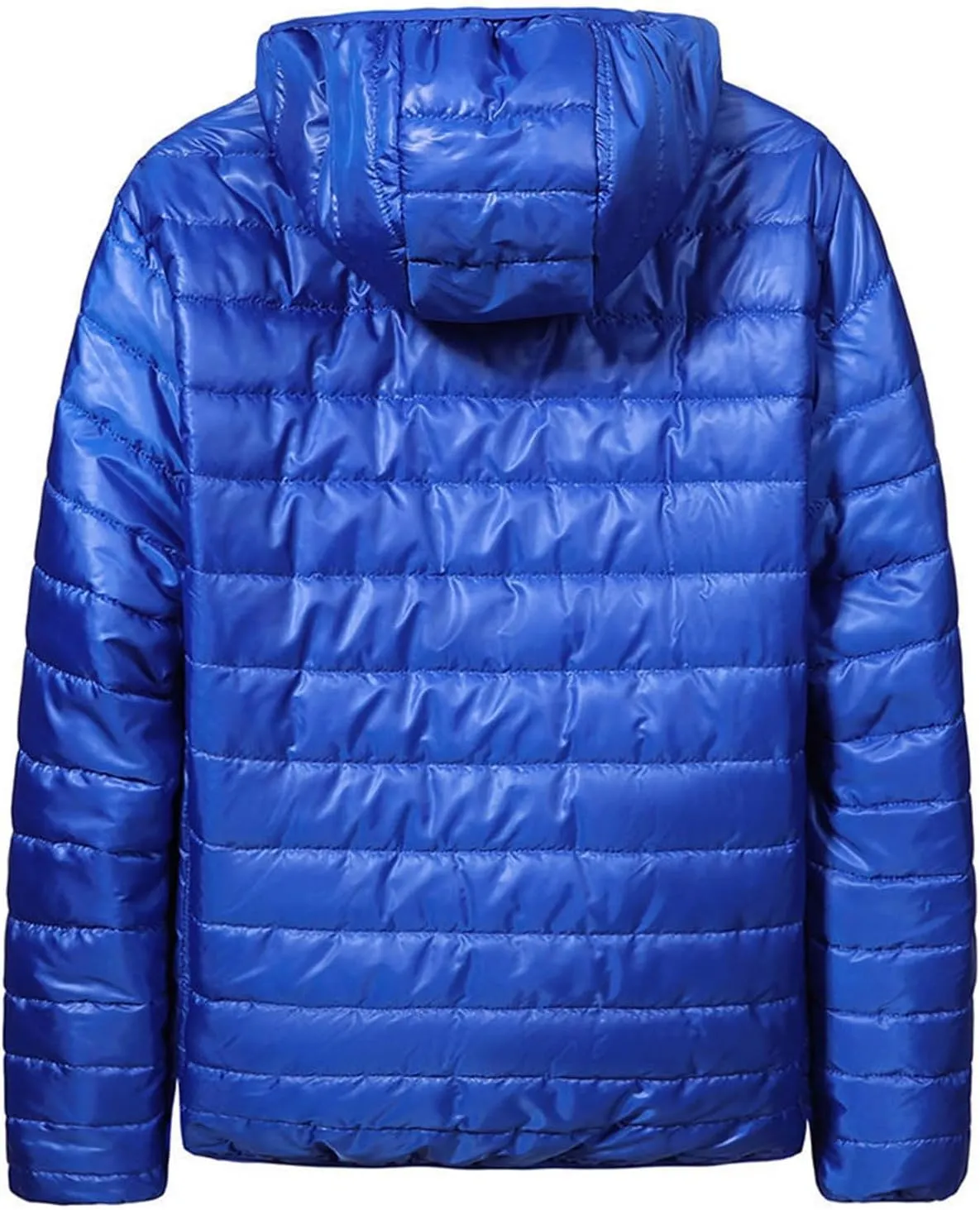 Men's Shiny Puffer Jacket Winter Warm Down Coats Packable Hooded Waterproof Outerwear with Pockets