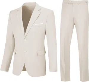 Men's Suit Slim Fit 2 Piece Prom Suits Two Button Jacket Blazer Pants Formal Wedding Dinner Business Tuxedo
