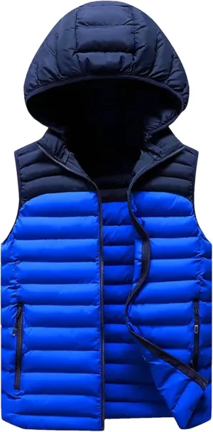 Mens Winter Sleeveless Jacket For Men Down Vest Mens Warm Thick Hooded Coats Male Cotton-Padded Work Waistcoat
