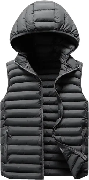 Mens Winter Sleeveless Jacket For Men Down Vest Mens Warm Thick Hooded Coats Male Cotton-Padded Work Waistcoat