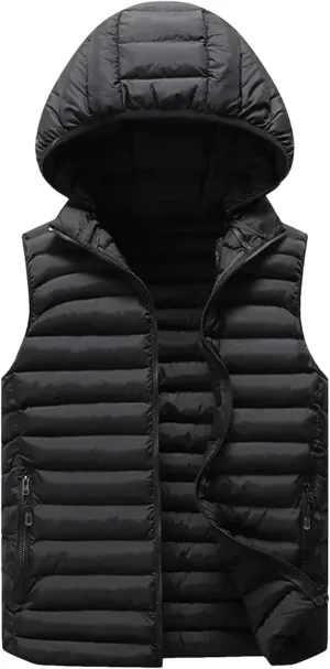 Mens Winter Sleeveless Jacket For Men Down Vest Mens Warm Thick Hooded Coats Male Cotton-Padded Work Waistcoat