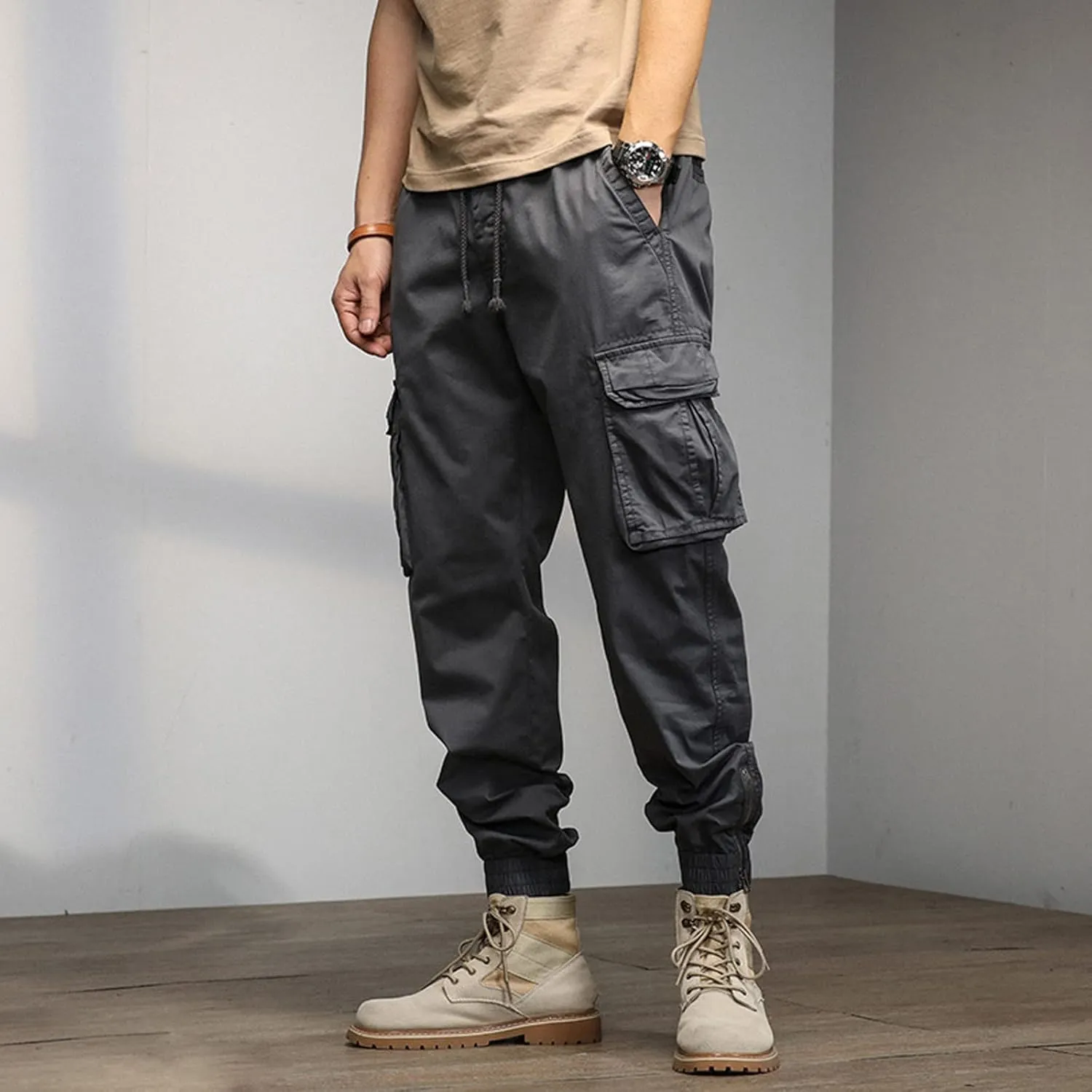 Mens Workout Cargo Sweatpants Pants Training Sport Tapered Sweatpants Breathable Sweatpants Men's Mesh Jogger Zipper