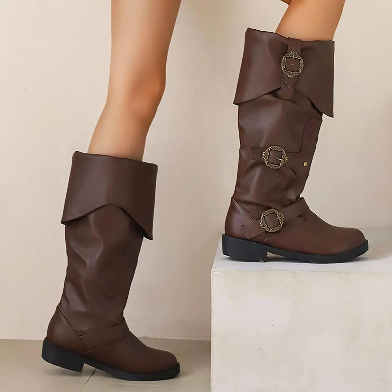 Mid Calf Boots for Women Cowboy Boots for Women Halloween Costume Comfy Boots Medieval Cosplay Boots For Women Boots