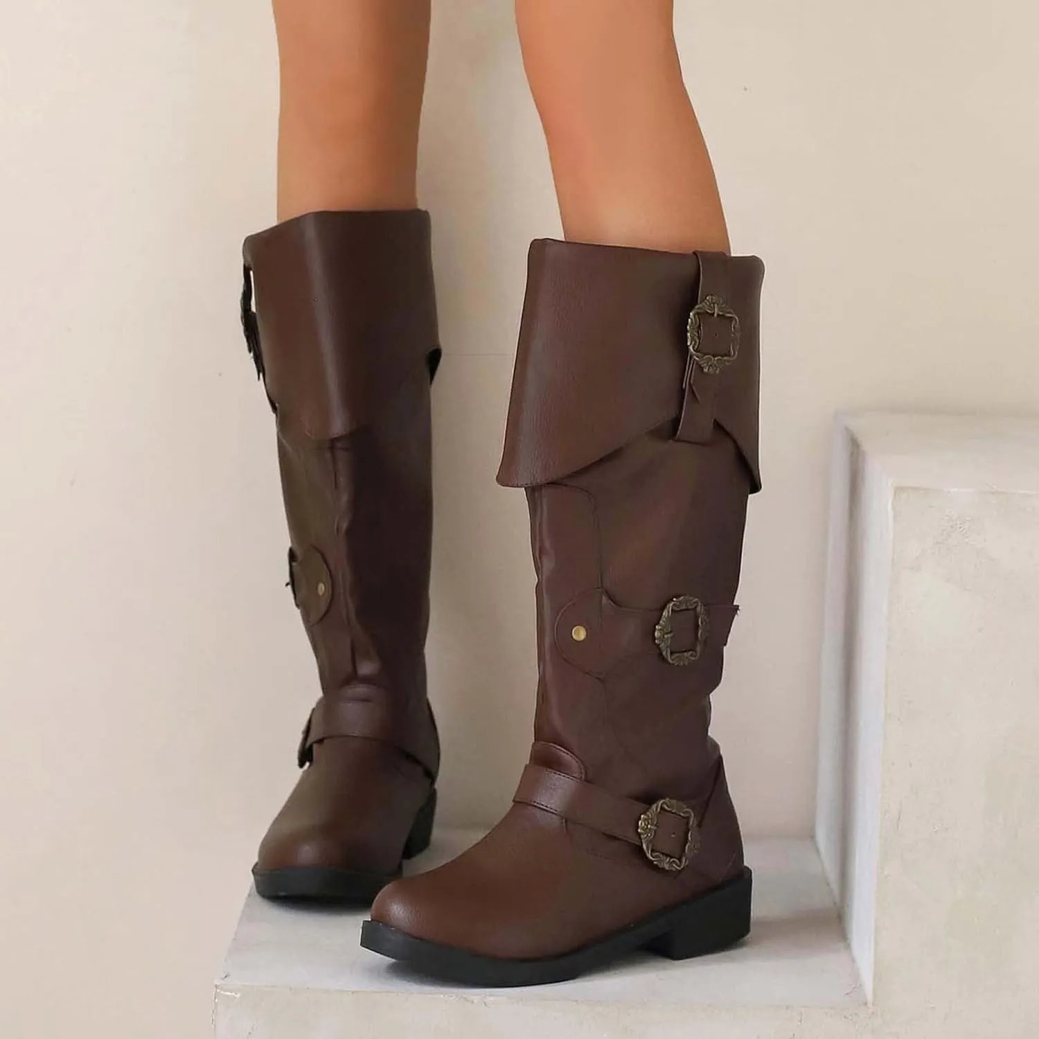Mid Calf Boots for Women Cowboy Boots for Women Halloween Costume Comfy Boots Medieval Cosplay Boots For Women Boots