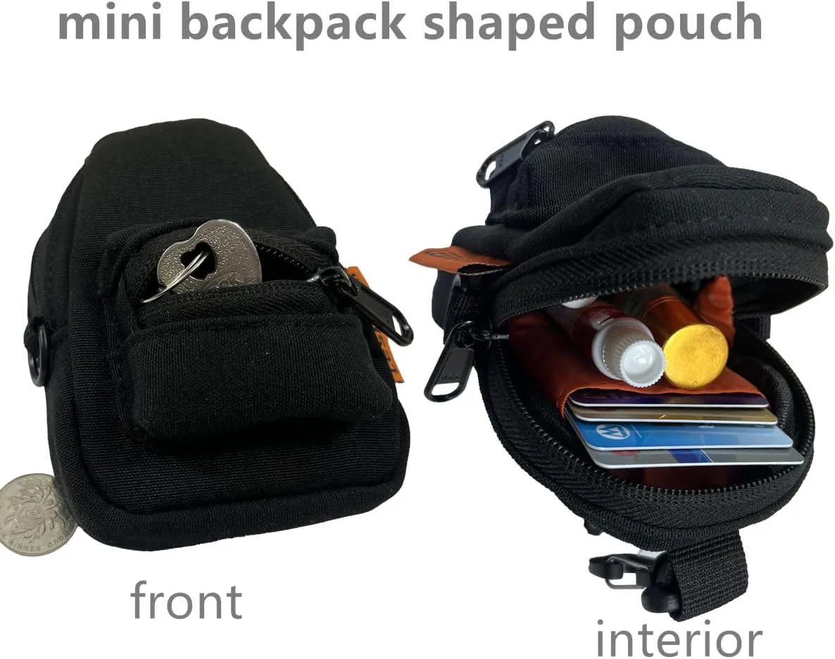 Mini Backpack Keychain Wallet - Cute Cosmetic Bag for Women, Key Pocket Wristlet with Card Slots & Organizer
