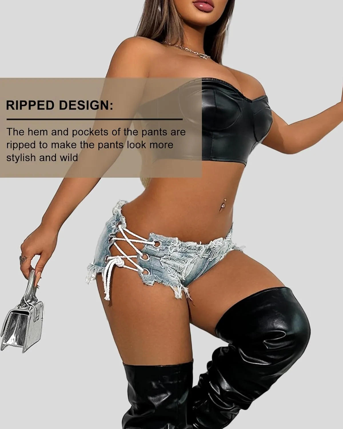 Mini Jean Shorts Cut Off Sexy Jean Shorts Micro Shorts Sexy Short Shorts for Women Lingerie Denim Shorts Hot Pants
