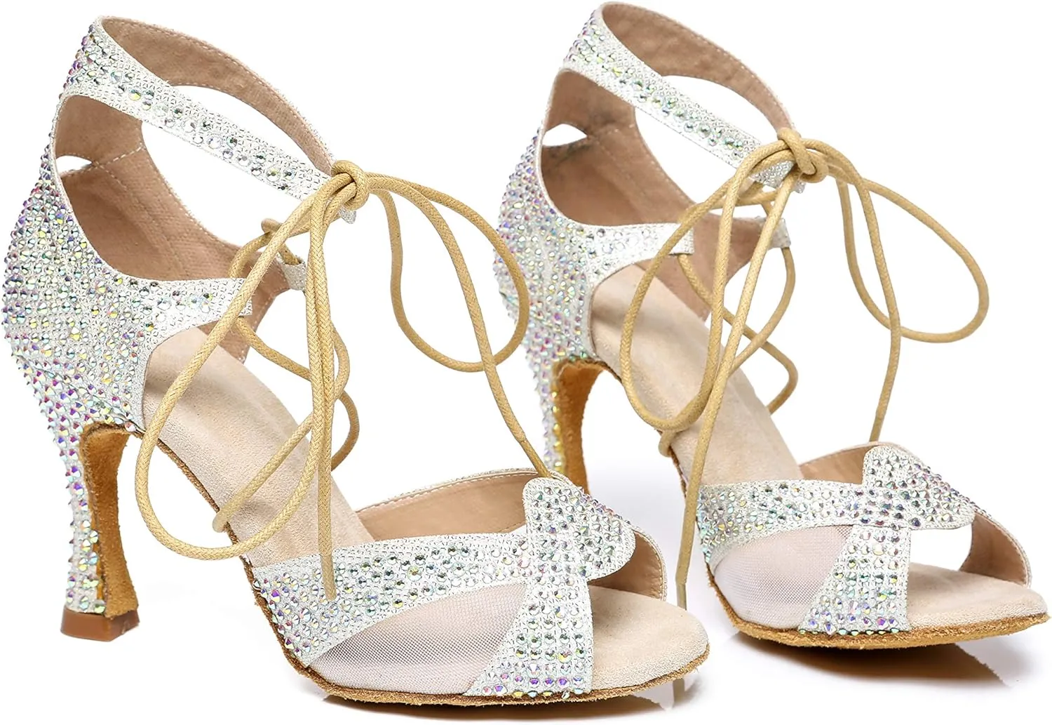 Minishion Ballroom Dancing Shoes Rhinestions Sparkle Dance Heels L452