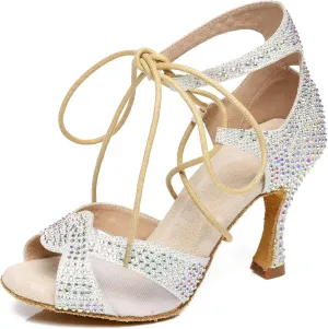 Minishion Ballroom Dancing Shoes Rhinestions Sparkle Dance Heels L452