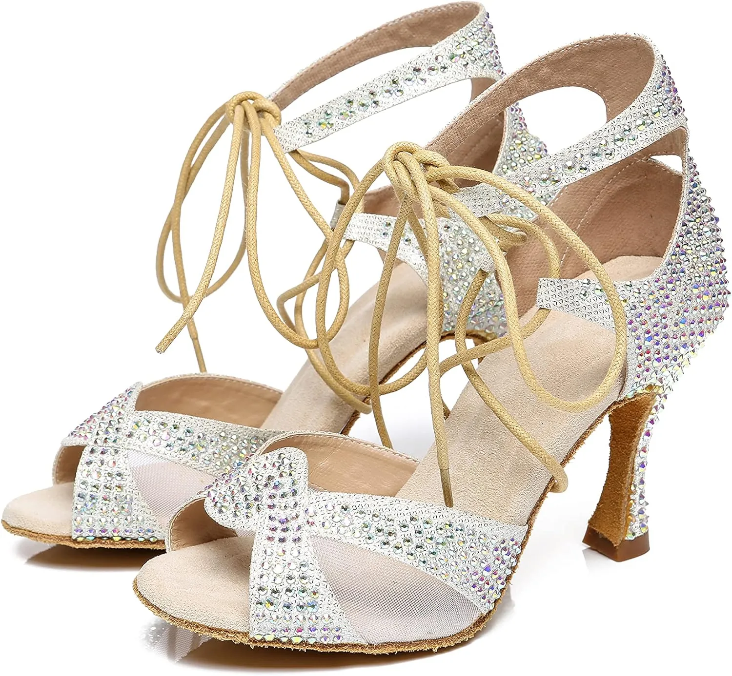 Minishion Ballroom Dancing Shoes Rhinestions Sparkle Dance Heels L452