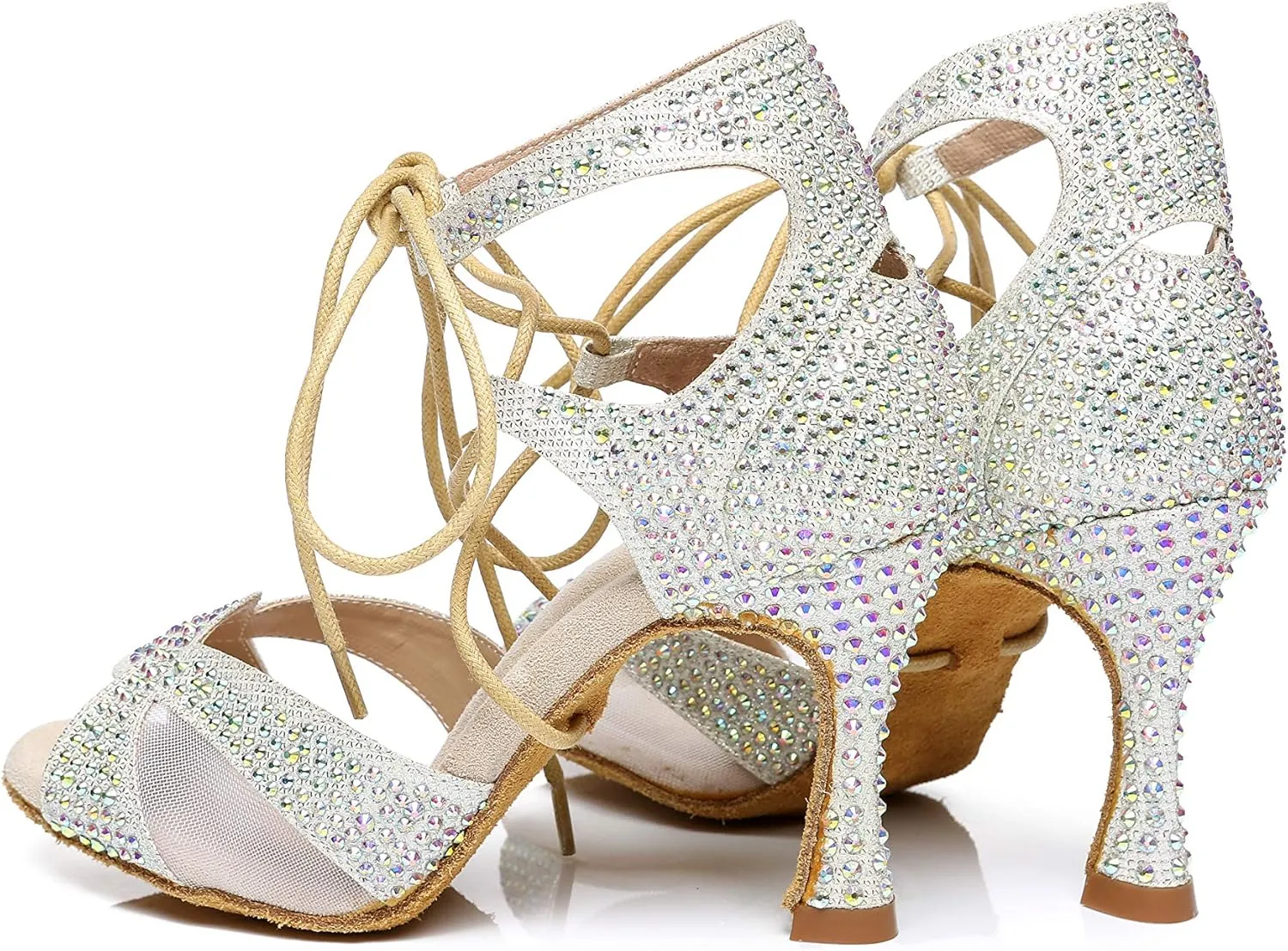 Minishion Ballroom Dancing Shoes Rhinestions Sparkle Dance Heels L452