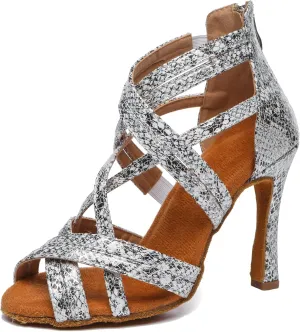 Minishion Dancing Shoes Heels for Women Snake Wedding Sandals L538