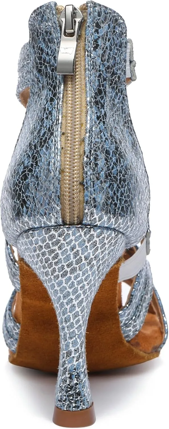 Minishion Dancing Shoes Heels for Women Snake Wedding Sandals L538