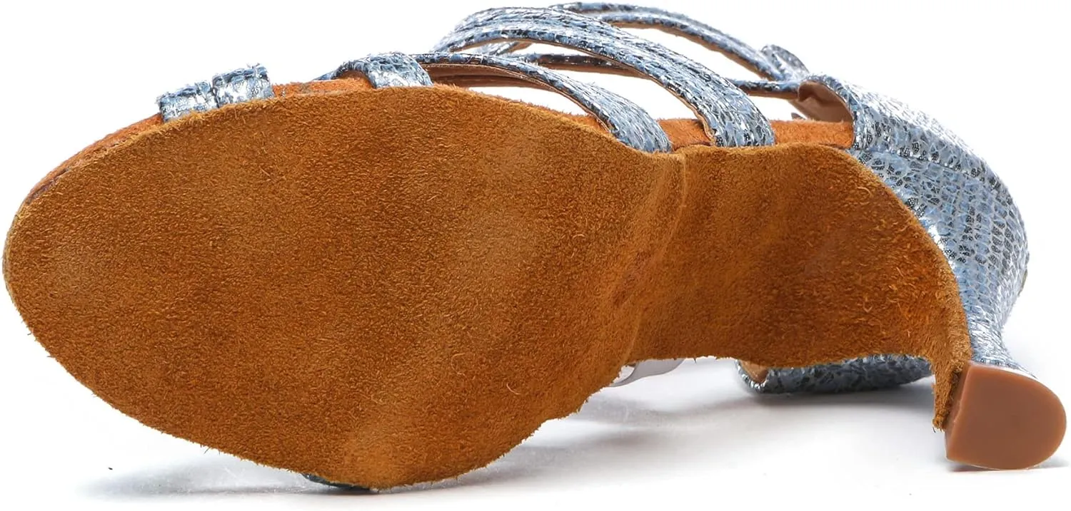 Minishion Dancing Shoes Heels for Women Snake Wedding Sandals L538