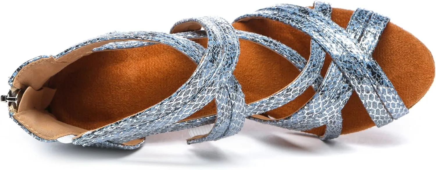 Minishion Dancing Shoes Heels for Women Snake Wedding Sandals L538