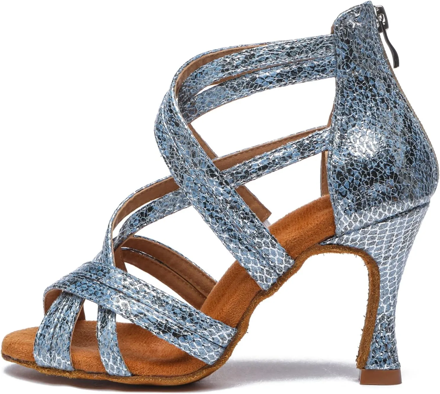 Minishion Dancing Shoes Heels for Women Snake Wedding Sandals L538