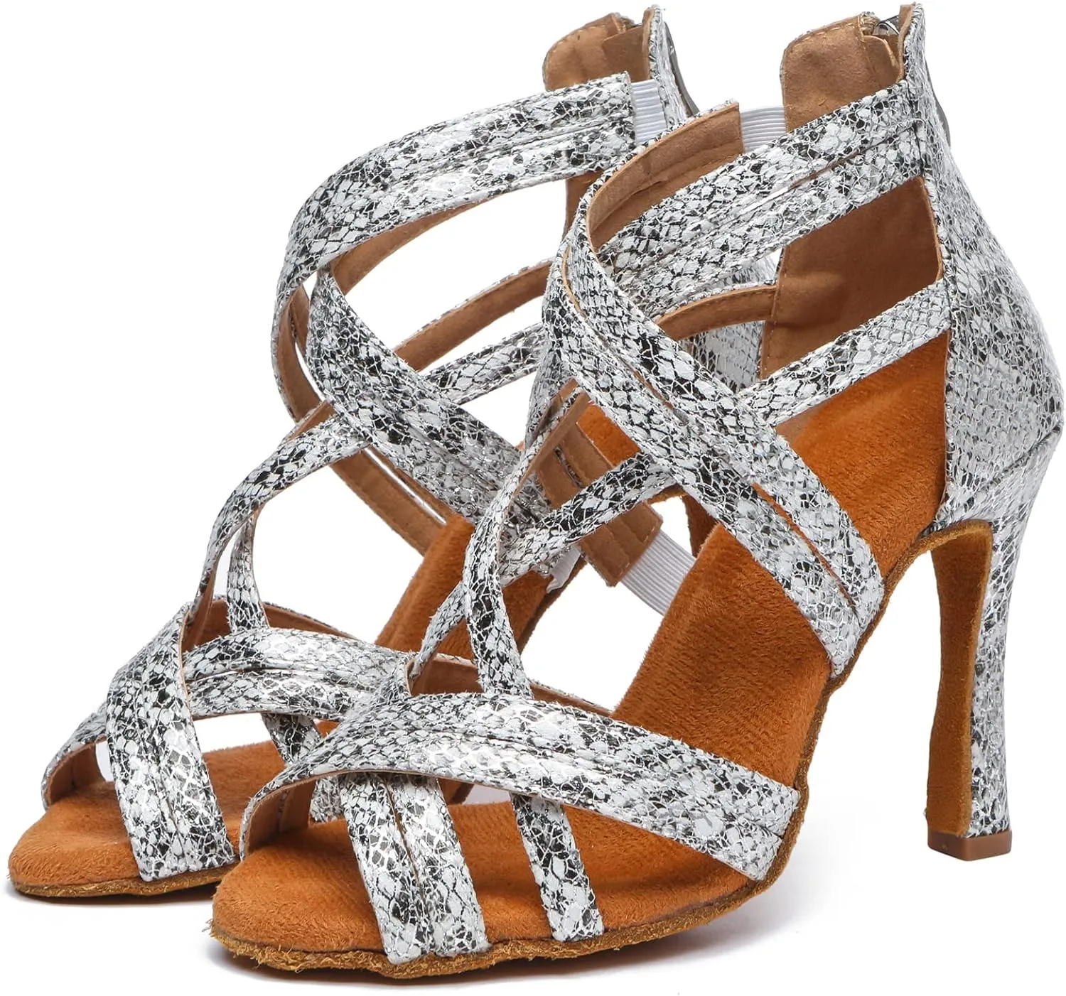 Minishion Dancing Shoes Heels for Women Snake Wedding Sandals L538