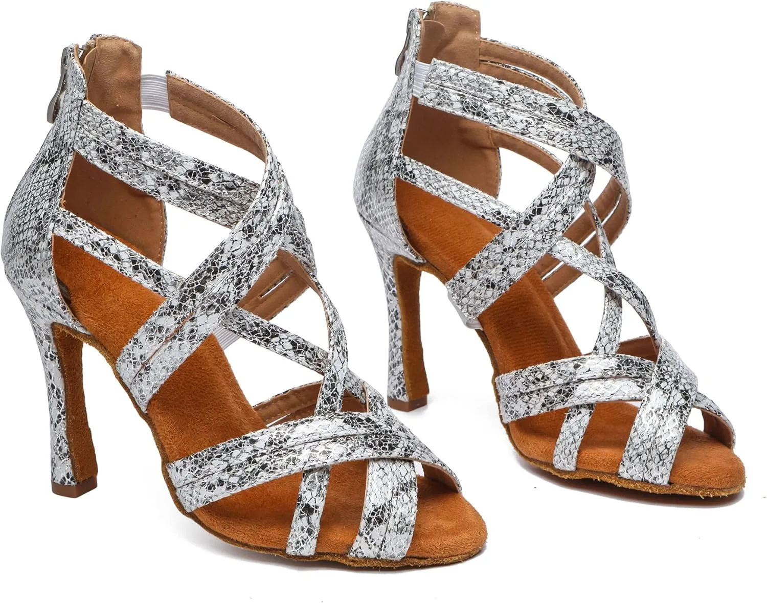 Minishion Dancing Shoes Heels for Women Snake Wedding Sandals L538